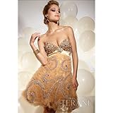 IMAGE OF Terani Couture Junior Girl Size 2-16 Gold Colorful Jewels Formal Dress