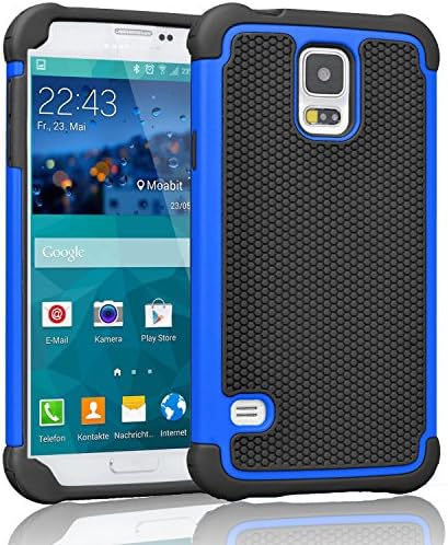 Galaxy S5 Case ,[Corner Protection] Protective Case Detachable Defender Thin Protective Anti-dirt Scratch Resistant Hard Soft Heavy Duty Rubber Bumper Case Cover for Samsung Galaxy S5(Black/Blue)