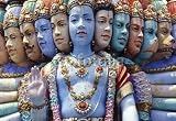 Wallmonkeys Peel and Stick Wall Decals - Multiple Face Statue, Hindu Temple, Singapore - 24"W x 17"H Removable Graphic