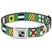Buckle Down Seatbelt Buckle Dog Collar - Nautical Flags Green/Multi Color - 1