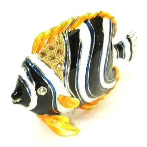 Black Tropical Fish Gift Jewelry Box Swarovski Crystals