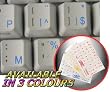 DUTCH BELGIAN KEYBOARD STICKERS WITH BLUE LETTERING ON TRANSPARENT BACKGROUND