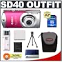 Canon PowerShot SD40 7.1MP Digital Elph Camera with 2.4x Optical Zoom (Precious Rose Pink) + SecureDigital 4GB SDHC Memory Card + USB Card Reader + Spare NB-4L Battery + Padded Carrying Case