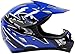 Typhoon Youth Kids Offroad Gear Combo Helmet Gloves Goggles DOT Motocross ATV Dirt Bike MX Motorcycle Blue Black, Medium