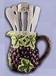 GRAPE 3-D Ceramic Pitcher & Utensils Set NEW