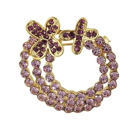 Gold Plated Purple Rhinestone Wreath Pin Brooch by Pugster