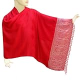 Red Cotton Scaves Handmade Self Design With Silver Border From India (Free Shipping) Stle0056rr