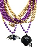 NFL Baltimore Ravens Team Medallion, Mini-Helmet and Mardi-Gras Bead Set