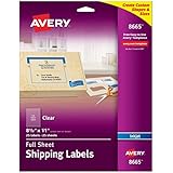 Avery Clear Full-Sheet Labels, Inkjet Printers, 8.5 x 11 Inches, Pack of 25 (8665)