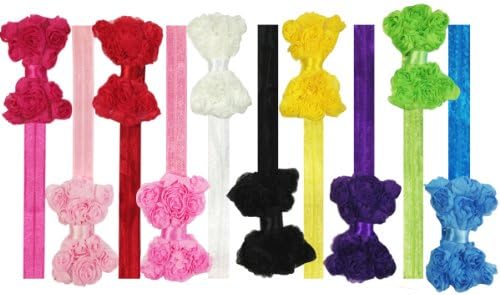 Kella Milla Set of 10 Assorted Chiffon Rosette Bow Baby Headbands