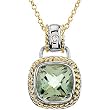 14K Two-Tone Gold Prasiolite and Diamond Pendant with Chain