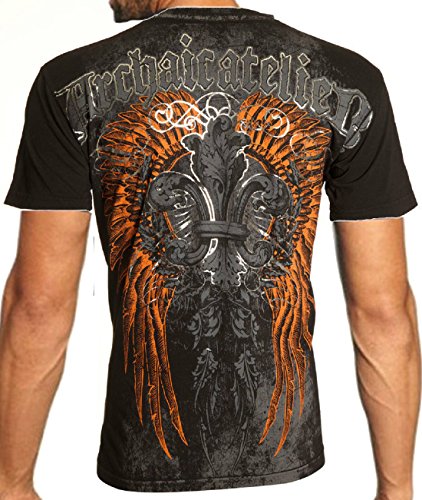 Archaic AFFLICTION Mens T-Shirt BAKEWELL Fleur Wings Tattoo Biker