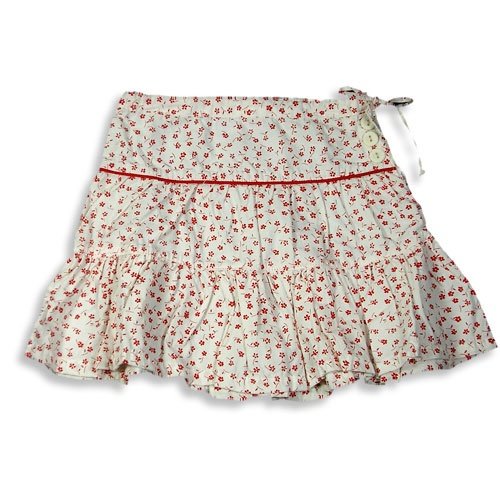Cool Island - Girls 3 Tier Wrinkle Look Skirt, White, Red