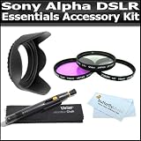Essentials Filter Accessory Kit For Sony A55, A33, A57, SLT-a35 DSLR SLT A55, SLT A33 SLTA35K A65 SLT-A65V SLT-A57 Digital Camera Includes 55mm Lens Hood + 55mm 3pc High Resolution Filter Kit + Lens Pen Cleaning Kit + BP MicroFiber Cleaning Cloth