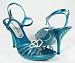 Crystal Hearts! Metallic Teal Platform Sandal Heels Strappy