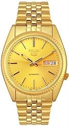 Men's Gold Tone Seiko 5 Automatic Dress Watch Gold Dial