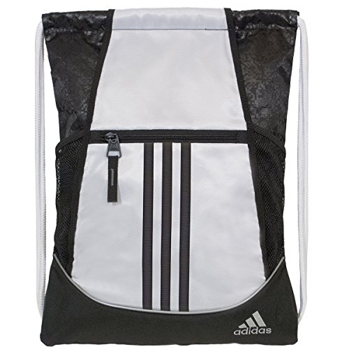adidas Alliance II Sackpack, White/Black Emboss Static, 18 x 13.75-Inch
