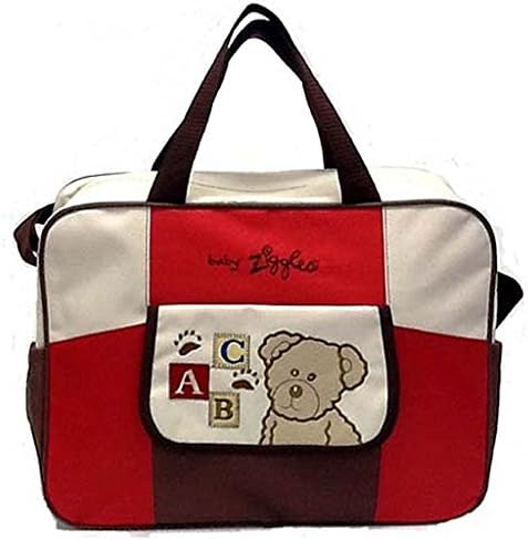 Baby Ziggles Large Organizer Printed Shoulder DIAPER BAG w/ Pocket - Red 91743