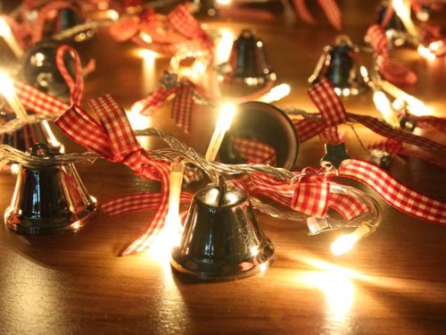 Battery Operated Warm White LED String Lights with Jingle Bell, Christmas Lights, Party Lights (Free Shipping)