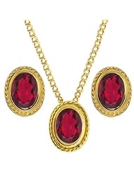 2.85 Ct Ruby Red Mystic Topaz 925 Yellow Gold Plated Silver Pendant Earrings Set