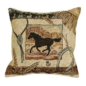 Cheyenne Western Pony Decorative Tapestry Toss Pillow Usa Made