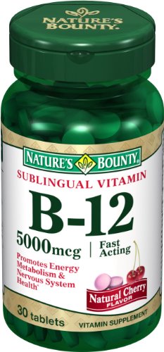 Nature's Bounty Sublingual Vitamin B-12, 5000mcg, 30 Tablets (Pack of 3) Nature's Bounty Sublingual Vitamin B-12, 5000mcg, 30 Tablets (Pack of 3)