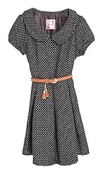 Wool Polka Dot Print Short Sleeves  Dress