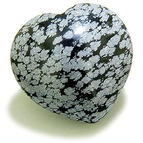 Evil Eye Protection Snowflake Obsidian Gemstone Puffy Heart
