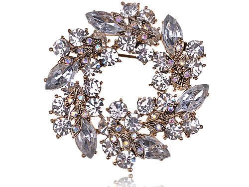 Diamond Inspired Floral Reef Holiday Christmas Old Fashion Inspired Brooch Pin
