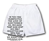 White Boxer Short with In this was manifested the love of God toward us, because that God sent His only begotten Son into the world, that we might live through Him. Herein is love, not that we loved G... zeusd1-MARC-4139127