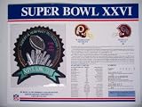 1991 Washington Redskins vs Buffalo Bills NFL Super Bowl 26 (XXVII) 1992 Mark Rypen MVP Willabee Ward Patch and Stat Panel Card