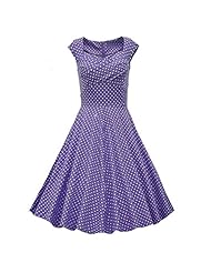 Vintage  Short Sleeves Polka Dot Print Brocade/Cotton  Dress With Ruffles