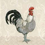 Ideal Home Range 20 Count Paper Luncheon Napkins, Mr. Rooster Cream