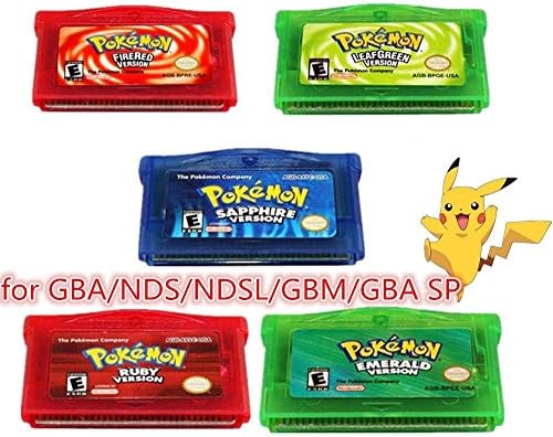 5pcs Pokemon Cartridge Gameboy Game Card Firered Emerald Ruby LeafGreen Sapphire ##