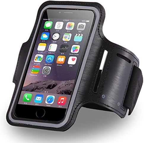 iphone6 Plus / iphone 6S Plus Armband,ELMASA Gym Running Jogging Sport Armband for Apple iphone 6S Plus, iPhone 6 Plus, Samsung Galaxy Note 5 / 4 / 3 / 2 with Key Holder Slot, Full Touchscreen Functionality,Slim,Light, Adjustable, Durable, Waterproof, Sweat proof, Dirt proof,Stylish-Casual PU Brush Surface Workout Cover Sport Gym Case -Black(Compatible with Cellphones up to 5.7 Inch)