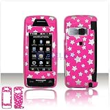 PCMICROSTORE Brand LG Voyager VX-10000 VX10000 Magenta Stars Design Snap-On Case Cover with Removable Swivel Belt Clip