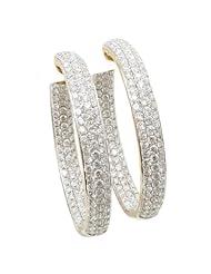 Women 18k Yellow Gold 4.96ctw diamond Hoop earring 78 LE324Y Size 19.31