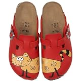 Produkt-Bild: Birki Woodby 114543, Damen Clogs & Pantoletten, schmales Fu&szlig;bett, Kork, rot (Cat red background)