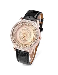 Jovivi Ybely New Champagne Party Dress Style Shinning Bright Crystal Womens Wrist Watch Black