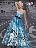 Blue Zebra Print Ball Gown