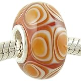 Cappucino Murano Glass and Solid 925 Sterling Silver Core Bead fits European Charm Bracelet