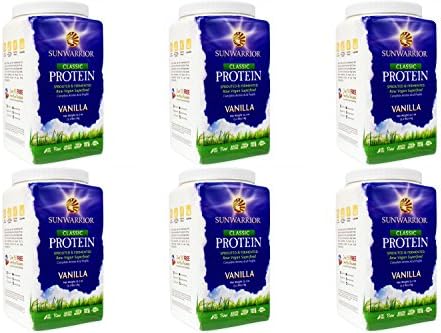 (6 PACK) - Sunwarrior Classic Protein Raw Vegan Powder Vanilla Flavour | 1kg | 6 PACK - SUPER SAVER - SAVE MONEY