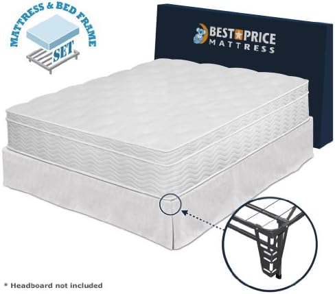 13" Euro Box Top Spring Mattress & Bed Frame Set-queen-no Box Spring Needed