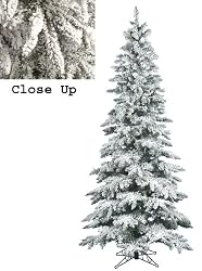 7.5' Slim Snow Flocked Layered Utica Fir Artificial Christmas Tree - Unlit