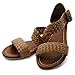 Ollio Women's Shoe Braided Side Buckle Accent Multi Color Flat Sandal