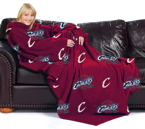 NBA Cleveland Cavaliers Adult Comfy Throw, Officially LIcensed Blanket with Sleeves by Northwest 