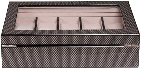Cuff Crazy Checker Imitation Carbon Fiber Luxury Wood 10 Watch Storage Watch Box