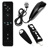 GTMax Black Remote Controller +Black Nunchuck Controller + Black Remote and ....
