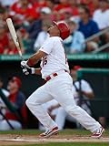 Jupiter, FL - March 18: Miami Marlins v St Louis Cardinals - Lance Berkman Photographic Poster Print by Sarah Glenn, 42x56