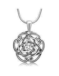 925 Oxidized Sterling Silver Triquetra Trinity Celtic Knot Open Round Pendant Necklace 18, Jewelry for Women - Nickel Free